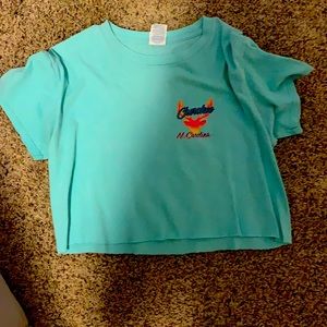 Teal Cherokee North Carolina cropped T-shirt